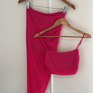 BOBBLES & LACE HOT PINK SET